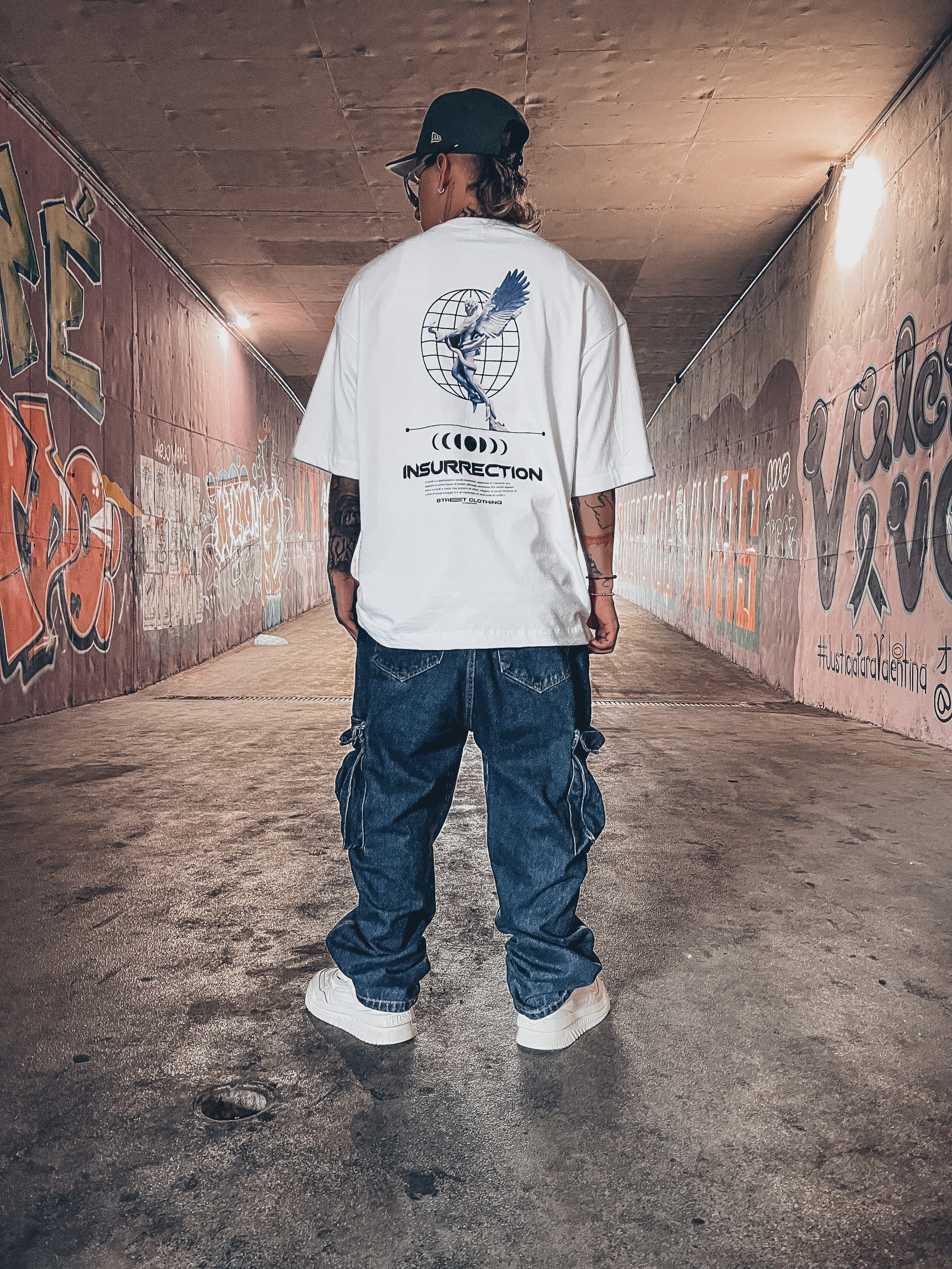 Camiseta Oversize Angel Morado Blanca